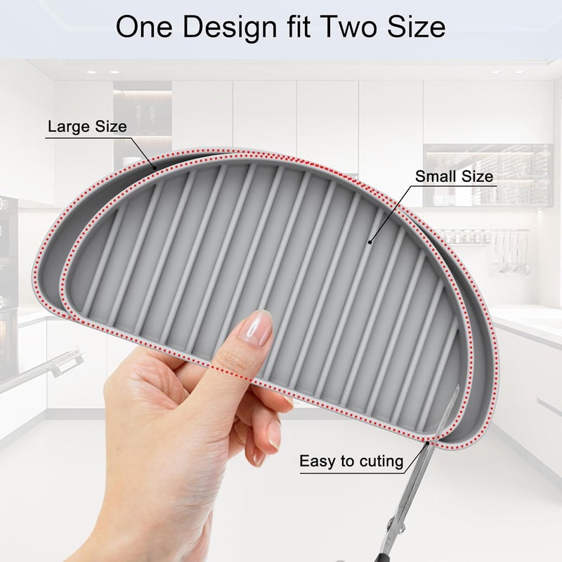 KindGa Refrigerator Drip Tray Catcher, Mini Fridge Drip Tray Protects Ice and Water Dispenser Pan,Fridge Spills Water Pad Catch Basin for Drainage 2 Pack (Semi-Circular,Grey) - Image 4